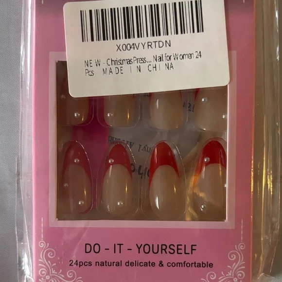 Red French Tip Press-On Nails - Picture 2 of 3